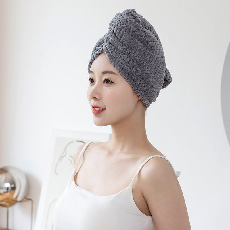 2026 New Auspicious Grid Water-Absorbing Dry Hair Cap | Fabric, Quick Drying, Curl Enhancing, Ideal for Household Use, Does Not Harm Hair