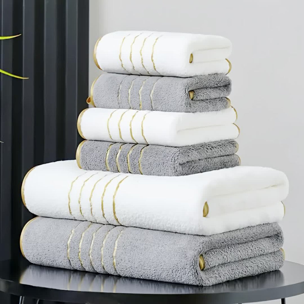 12pcs Set of Ultra-Soft Luxury Golden Thread Coral Washcloth Towel Bath Towel Set, 4pcs 27.5 x 55.1 Inch Bath Towel, 4pcs 13.4 x 29.5 Inch Hand Towel, 4pcs 13.4 x 13.4 Inch Washcloth, Comfortable Soft Quick-Dry, Fast Absorbing, Lightweight Bathroom