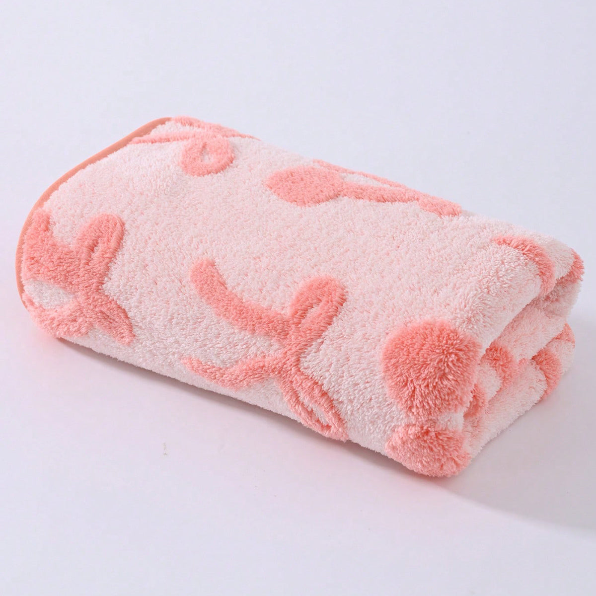 Luxury | Quick-Dry 2pcs\u002F4pcs Luxury Quick-Dry Soft Bath Towel & Hand Towel | Cherry & Bow Pattern, Small Sizes, Modern Decorative Towel Set