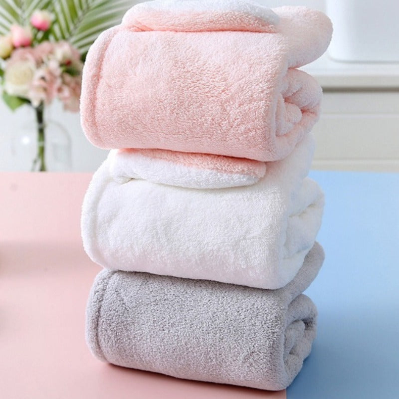 Japanese Korean Rabbit Ear Hair with Microfiber & Coral - Cute Bunny Ear Bath Suitable for, Swim Spa Shower, Anime
