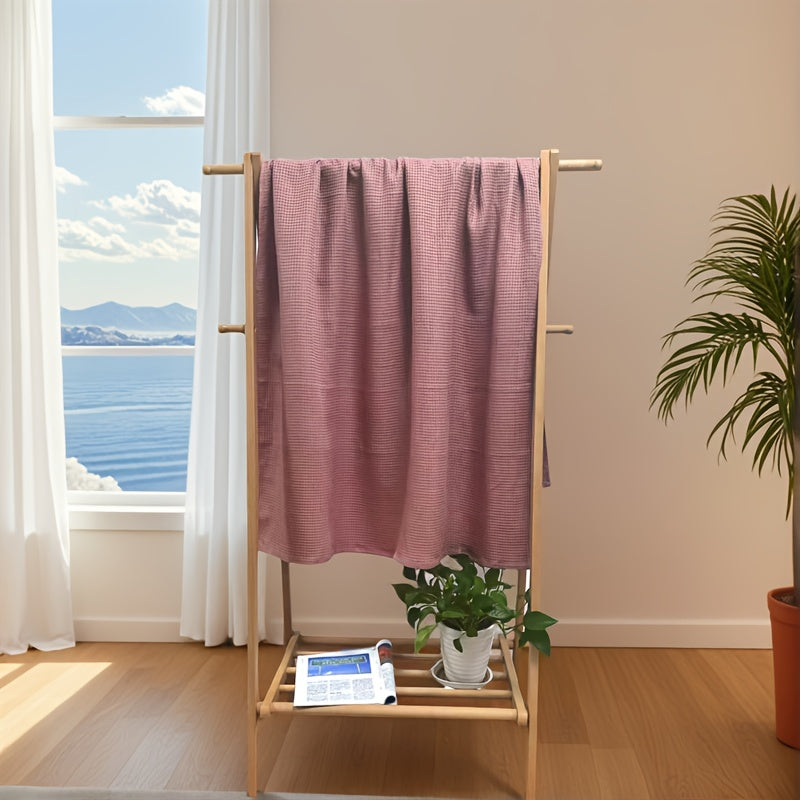 High-Quality 100% Linen Waffle Bath Towel, Ultra-Soft, Lightweight, Highly Absorbent, Quick-Drying Towel Suitable for Bathrooms, Gyms, Showers, Hotels, And Upscale Spas.