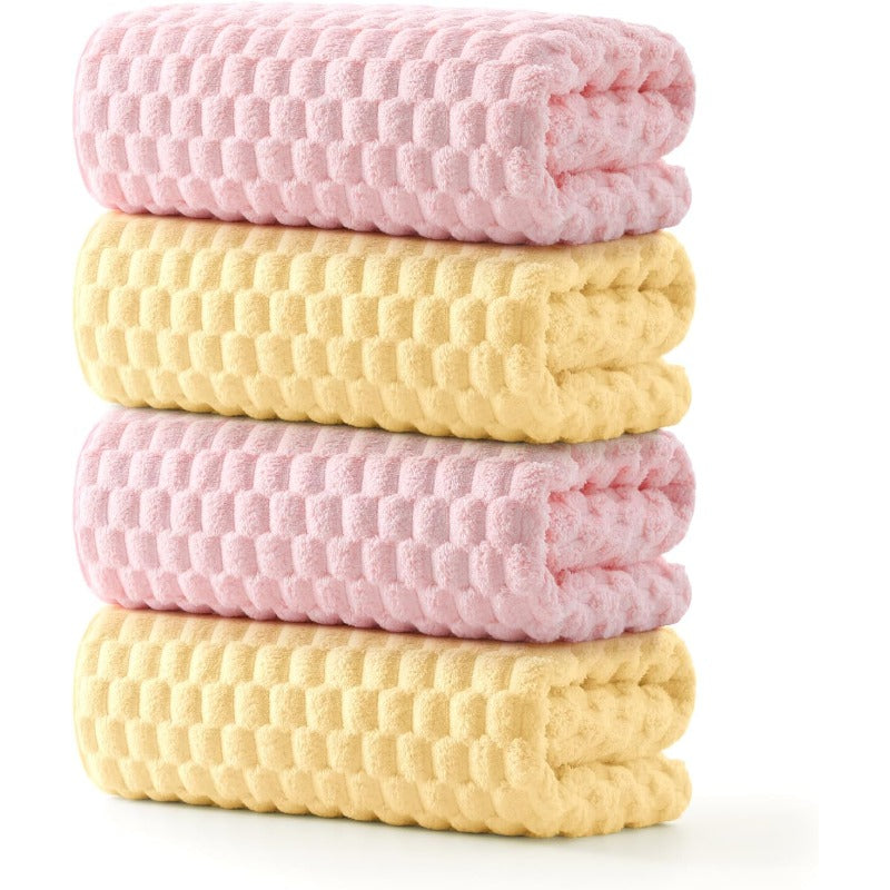 Microfiber Bath Towels Set of 4-27X55 Inch Large Waffle Bath Towels for Body Highly Absorbent Er Soft Lint Free Fluffy Shower Towel for Bathroom Gym Lightweight Towel Set Pink Yellow