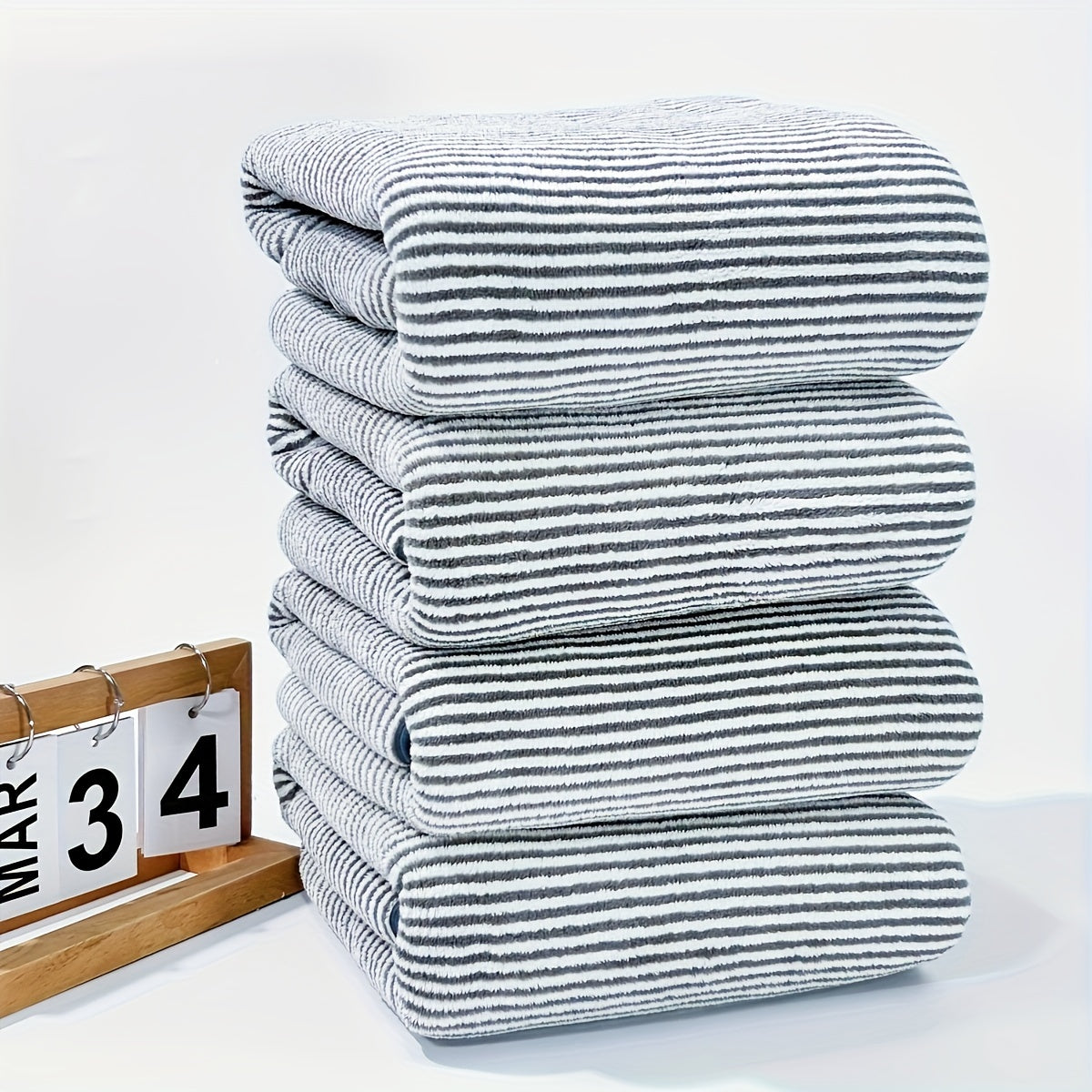 Super Fine Bath Towel 4pcs Super Fine Fiber Bath Towel Set | Natural Coral Velvet Star Stripes Pattern Super Absorbent Quick Dry Combination Super High Cost Performance