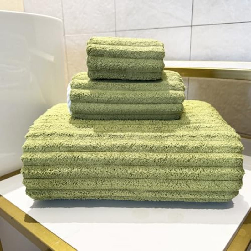 39x78 Inches Oversized Bath Sheets Towels Set of 6 Extra Large Towels for Bathroom Luxry Plush Er Soft Absorbent Stripe Hanging Loop Microfiber 80% Sage Green6
