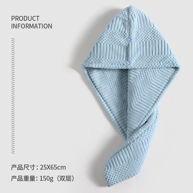 2026 New Auspicious Grid Water-Absorbing Dry Hair Cap | Fabric, Quick Drying, Curl Enhancing, Ideal for Household Use, Does Not Harm Hair