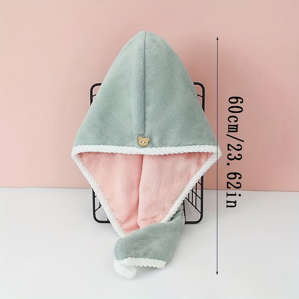 3 Pack Quick-Dry Hair Dry Cap & Towel - Double Thickened Super Absorbent Shower Cap with Coral Fleece, Multi-Color (Blue, Pink, Green) for Wet Hair After Shower, Bath, Swimming - Machine Washable for &