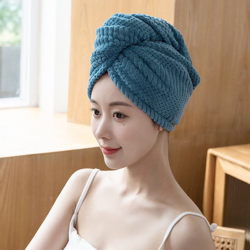 2026 New Auspicious Grid Water-Absorbing Dry Hair Cap | Fabric, Quick Drying, Curl Enhancing, Ideal for Household Use, Does Not Harm Hair