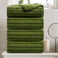 4pcs Army Green Cabana Stripe Large Bath Towels 35x70 Oversized Bath Sheet Soft Breathable Jumbo Bathroom Towels Highly Absorbent Shower Towel Quick Dry Beach Chair Towel Spa Gym Hotel Towel Set