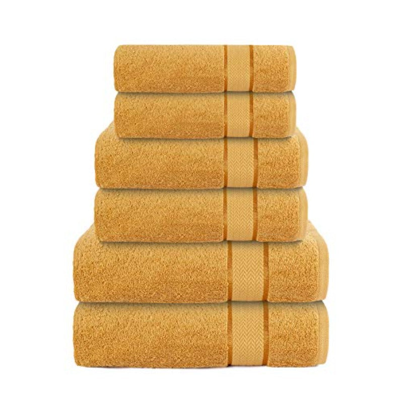 Luxury Bath Towels Set-100% - 2 Bath 2 Hand and 2 Washcloths - Large Premium Thick Fluffy Absorbent Quick Dry Soft and Plush - 6pcs Luxury Bathroom Towels - Golden\u002Fgold