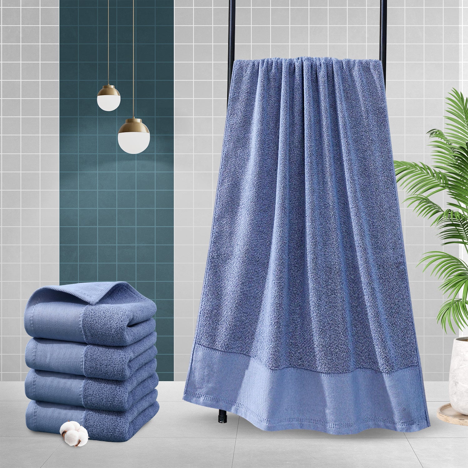 4Pcs Extra Large 31 x 61 Inches Cotton Bath Towels, 100% Cotton, Bigger & Lighter, Faster Drying, Lighter Weight, Super Soft and Absorbent, Perfect Bathroom Towels