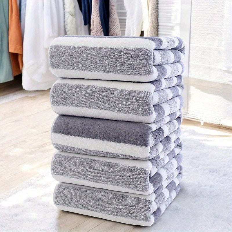 1 Large Oversized Bath Towel for Adults - Quick-Dry, Lightweight & Highly Absorbent Soft (Pink\u002FStriped) - Quick-Suction Spa, Pool, Gym, Travel Towel - Bulk Discount Coupon-Worthy Price for Home, Camping, Cruise Use -