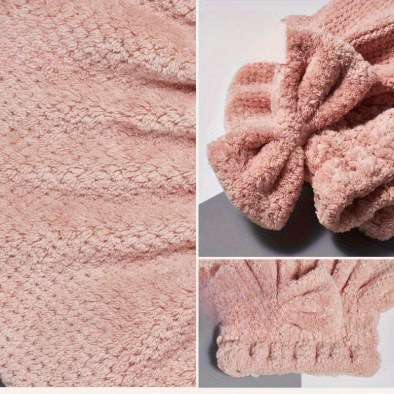 Quick-Dry Coral Fleece Princess Pineapple Cap for Women, Highly Absorbent Quick-Dry Coral Fleece Bath Hat with a Thick Bow, Available for Wholesale