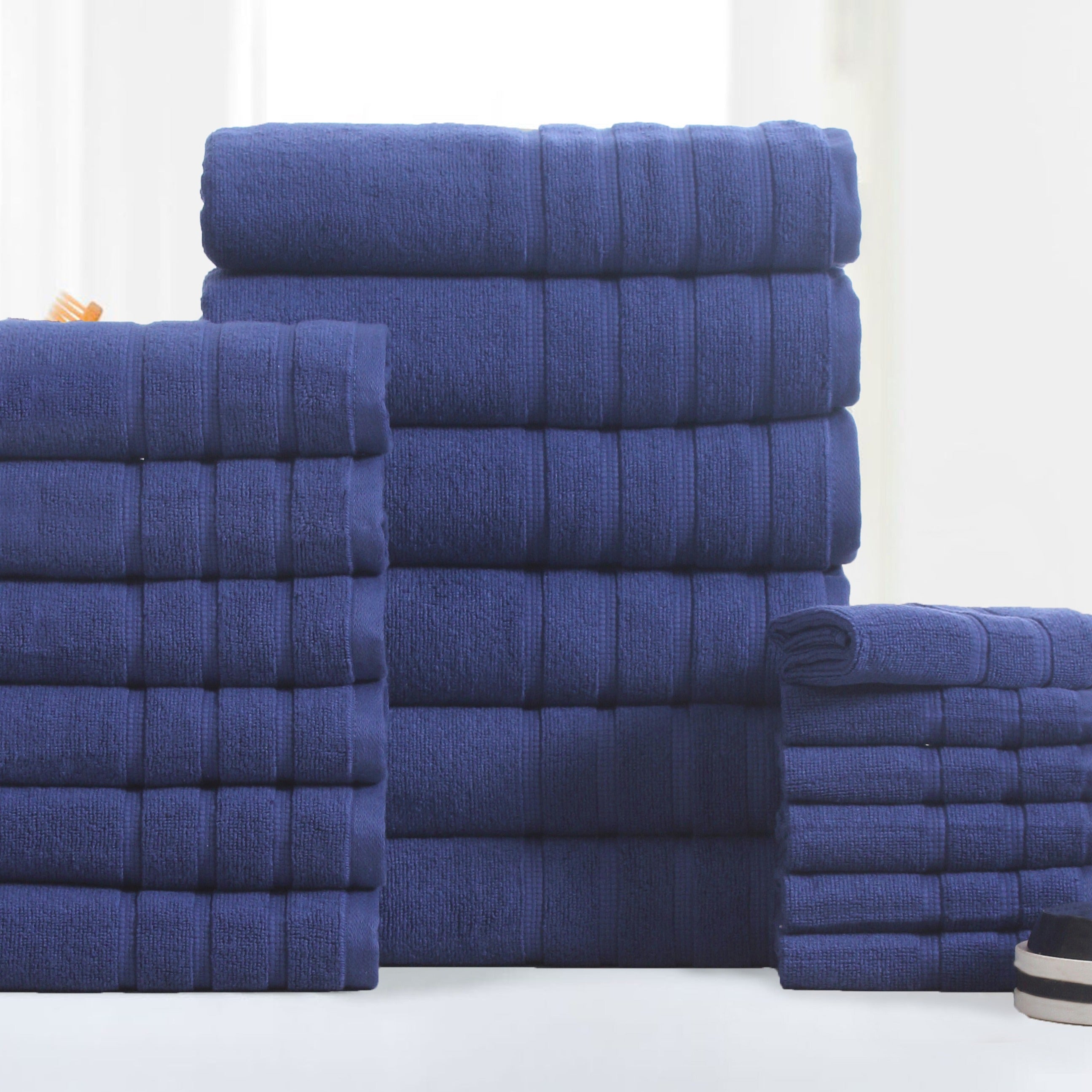 18-Piece Zero Twist Egyptian Cotton Towel Set – Luxury Bath Towels, Hand Towels & Washcloths – Ultra Soft, Absorbent, 650 GSM Spa Quality