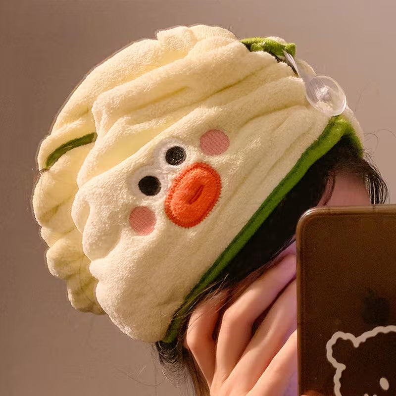 Cute Quick-Dry Hair Towel Cap for Women, Absorbent, Non-Shedding, Long Hair Towel, Coral Shower Cap for Adults