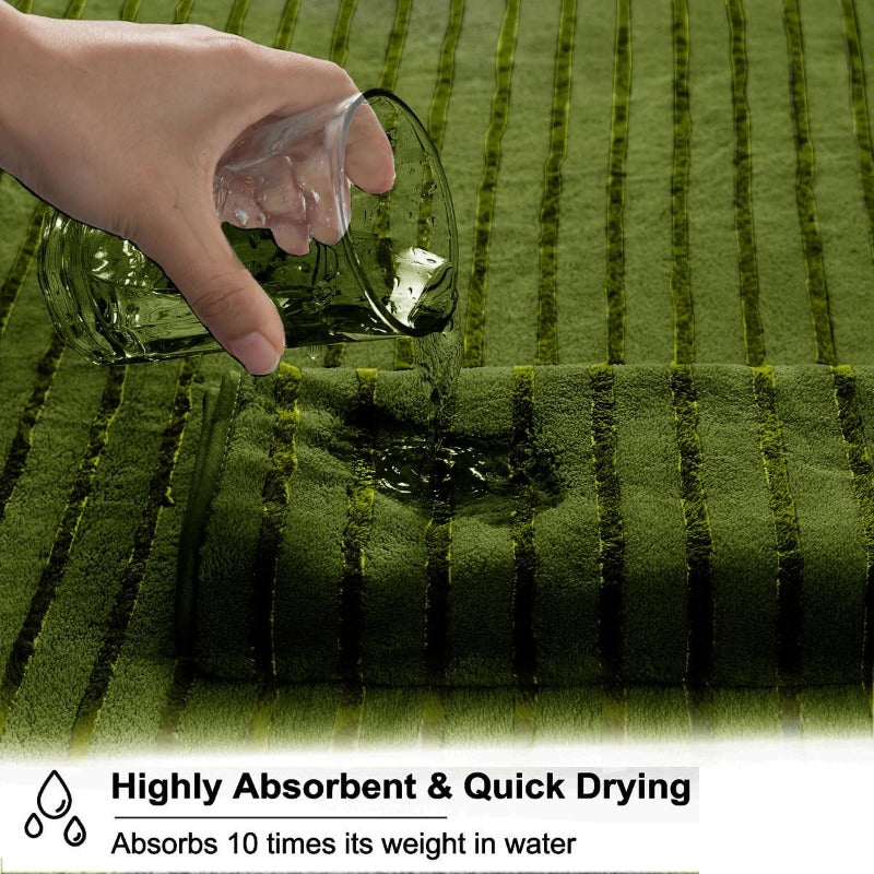 4pcs Army Green Cabana Stripe Large Bath Towels 35x70 Oversized Bath Sheet Soft Breathable Jumbo Bathroom Towels Highly Absorbent Shower Towel Quick Dry Beach Chair Towel Spa Gym Hotel Towel Set