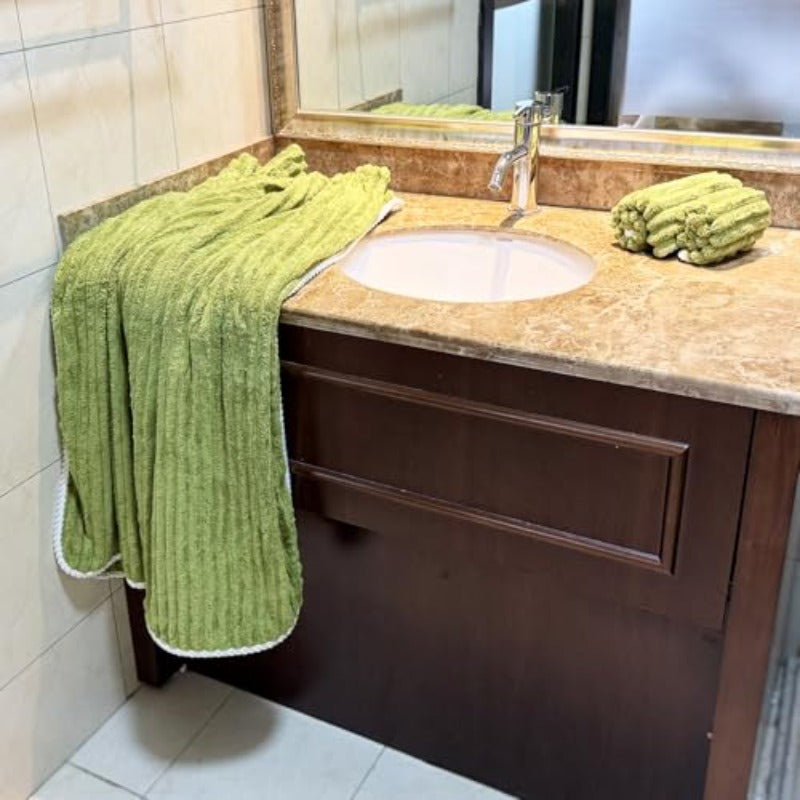 39x78 Inches Oversized Bath Sheets Towels Set of 6 Extra Large Towels for Bathroom Luxry Plush Er Soft Absorbent Stripe Hanging Loop Microfiber 80% Sage Green6