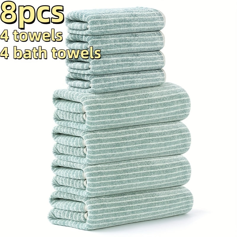 Camping Towels Set 8pcs Towel Set, 4 Towels 27 X 55 Inches, 4 Towels 13.7 X 29.5 Inches Quick-Drying, Microfiber Material Absorbent And Lightweight, Camping Towels Bathroom Set