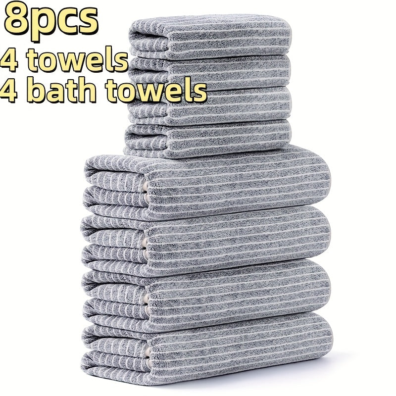 Camping Towels Set 8pcs Towel Set, 4 Towels 27 X 55 Inches, 4 Towels 13.7 X 29.5 Inches Quick-Drying, Microfiber Material Absorbent And Lightweight, Camping Towels Bathroom Set
