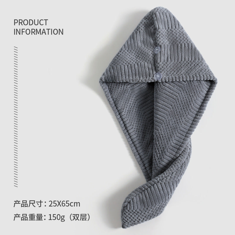 2026 New Auspicious Grid Water-Absorbing Dry Hair Cap | Fabric, Quick Drying, Curl Enhancing, Ideal for Household Use, Does Not Harm Hair