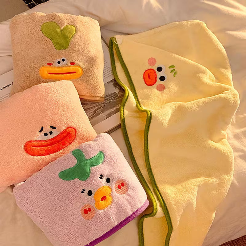 Cute Quick-Dry Hair Towel Cap for Women, Absorbent, Non-Shedding, Long Hair Towel, Coral Shower Cap for Adults