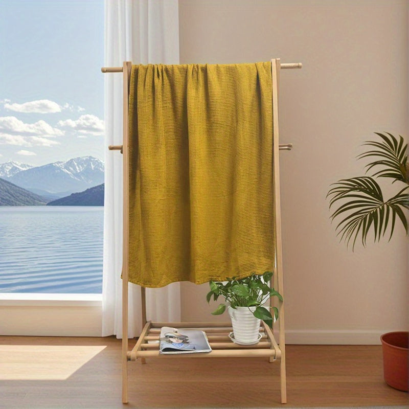 High-Quality 100% Linen Waffle Bath Towel, Ultra-Soft, Lightweight, Highly Absorbent, Quick-Drying Towel Suitable for Bathrooms, Gyms, Showers, Hotels, And Upscale Spas.