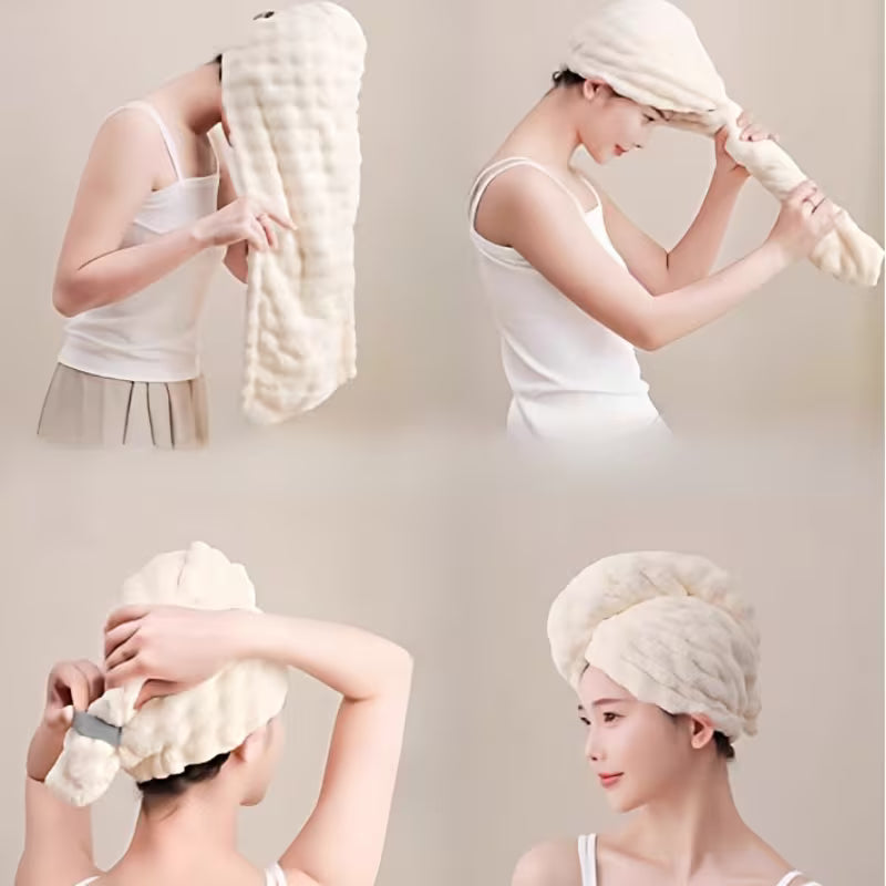 3pcs Head-mounted Absorbent Dry Hair Cap, Warm Absorbent Head Cover After Bathing in Winter, Portable Travel Hotel Accommodation Dry Hair Absorbent Cap