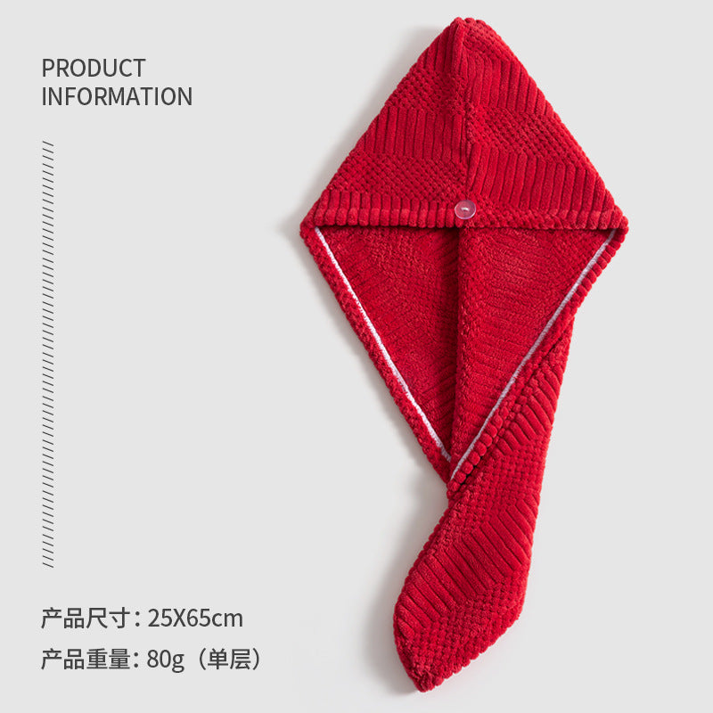 2026 New Auspicious Grid Water-Absorbing Dry Hair Cap | Fabric, Quick Drying, Curl Enhancing, Ideal for Household Use, Does Not Harm Hair