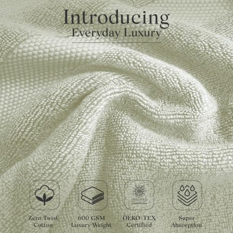 Premium Staple Bathroom Towel Set - Sage Green 600 GSM 6pcs Luxury Bath Towel Set 1 Stripe - 2 Bath Towels 2 Hand Towels And 2 Washclothes Set - High Absorbent And Quick Dry for Gym Spa Hotel