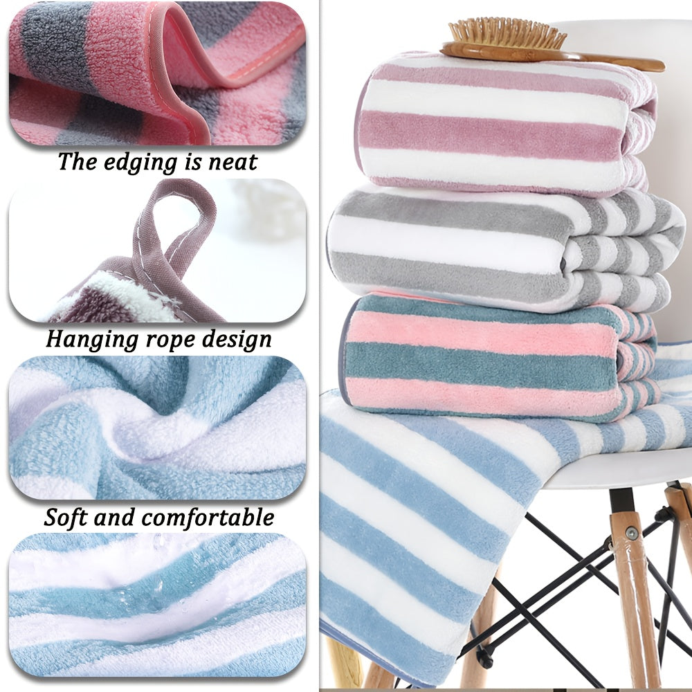 Bath Towels Set 16pcs Set Bath towels set, bathroom Supplies, Hand Towels Bath Towels Set, Microfiber Material, Stripe pattern, Multi-purpose Quick drying bath towels, Soft and comfortable, Multi-color options, for bathroom, shower, Hotel
