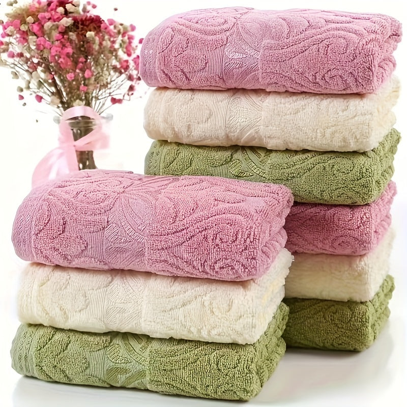 Luxury Jacquard Set - Soft, Absorbent & Quick-Drying Towels with Elegant Floral pattern in Pink - Plush Texture for Spa, Hotel, Home Bathroom - Bathroom Decor Essentials, Towels High Quality, Towels Towels, Non Shedding Towels, Robe