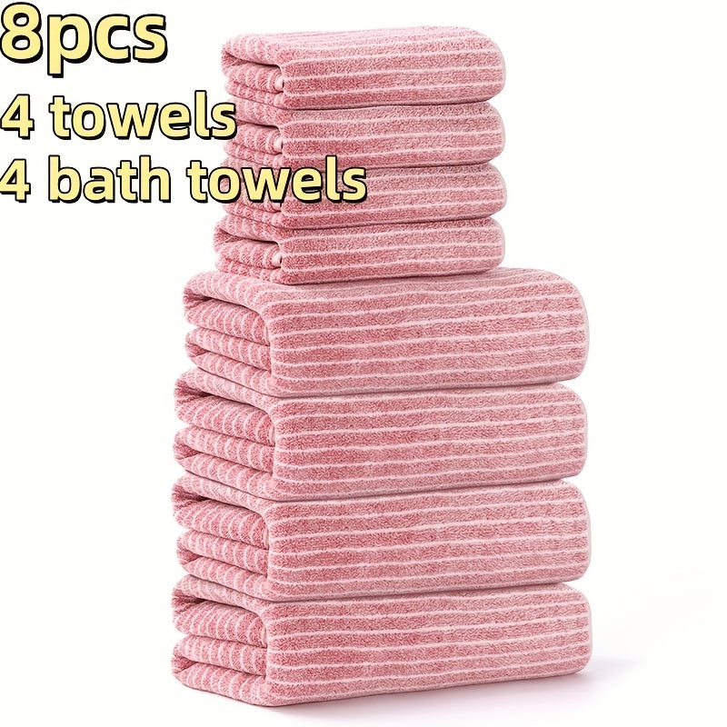 Camping Towels Set 8pcs Towel Set, 4 Towels 27 X 55 Inches, 4 Towels 13.7 X 29.5 Inches Quick-Drying, Microfiber Material Absorbent And Lightweight, Camping Towels Bathroom Set