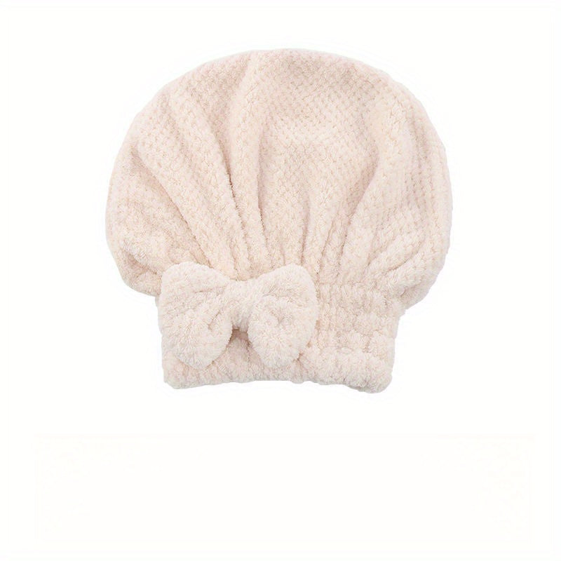 Quick-Dry Coral Fleece Princess Pineapple Cap for Women, Highly Absorbent Quick-Dry Coral Fleece Bath Hat with a Thick Bow, Available for Wholesale