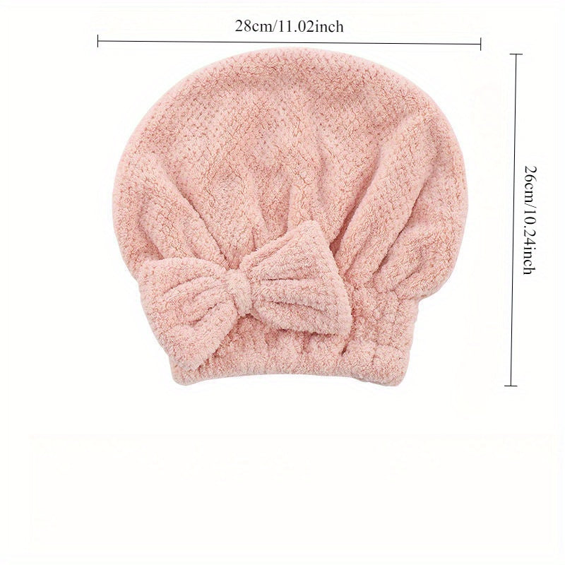 Quick-Dry Coral Fleece Princess Pineapple Cap for Women, Highly Absorbent Quick-Dry Coral Fleece Bath Hat with a Thick Bow, Available for Wholesale
