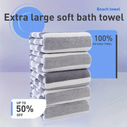 1 Large Oversized Bath Towel for Adults - Quick-Dry, Lightweight & Highly Absorbent Soft (Pink\u002FStriped) - Quick-Suction Spa, Pool, Gym, Travel Towel - Bulk Discount Coupon-Worthy Price for Home, Camping, Cruise Use -
