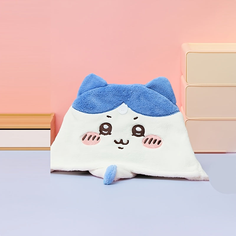 1pc MINISO 1pc Chiikawa, Usagi & Hachiware Plush Drying Cap - Thickened Aseptic 3D Hair Cap Suitable for s, Cute Anime Character Hair Dryer Accessory