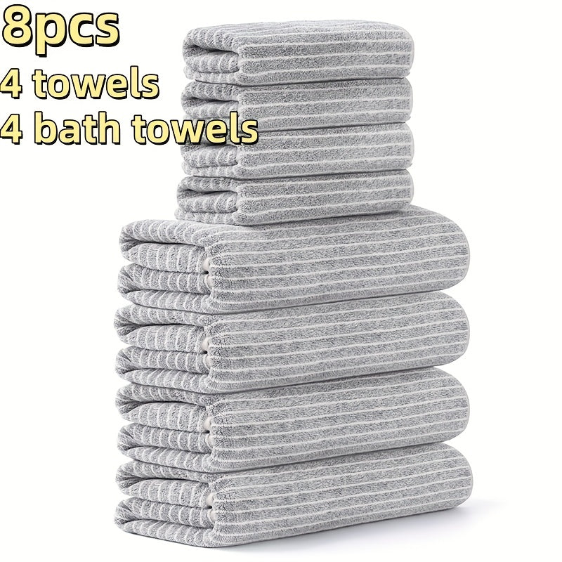 Camping Towels Set 8pcs Towel Set, 4 Towels 27 X 55 Inches, 4 Towels 13.7 X 29.5 Inches Quick-Drying, Microfiber Material Absorbent And Lightweight, Camping Towels Bathroom Set