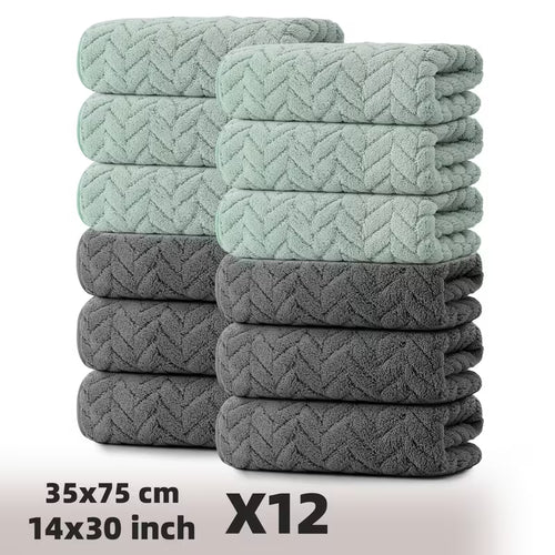 12 Pack Of Super Absorbent And Quick Drying Towels, Featuring Premium Wheat Ear Patterns That Absorb Water And Dry Quickly