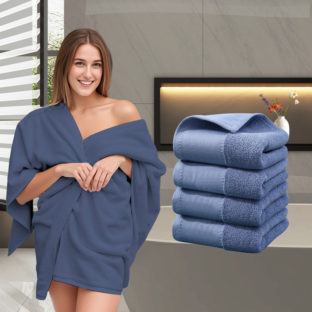 4Pcs Extra Large 31 x 61 Inches Cotton Bath Towels, 100% Cotton, Bigger & Lighter, Faster Drying, Lighter Weight, Super Soft and Absorbent, Perfect Bathroom Towels