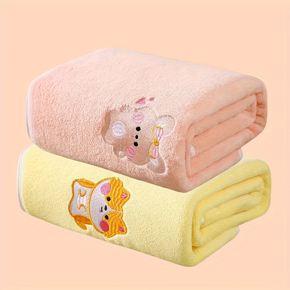 2pcs of Newborn Bath Towels for Children, Ultra-Soft And Absorbent, Quick-Drying Baby Bath Towels, Coral Fleece Thickened, No Shedding