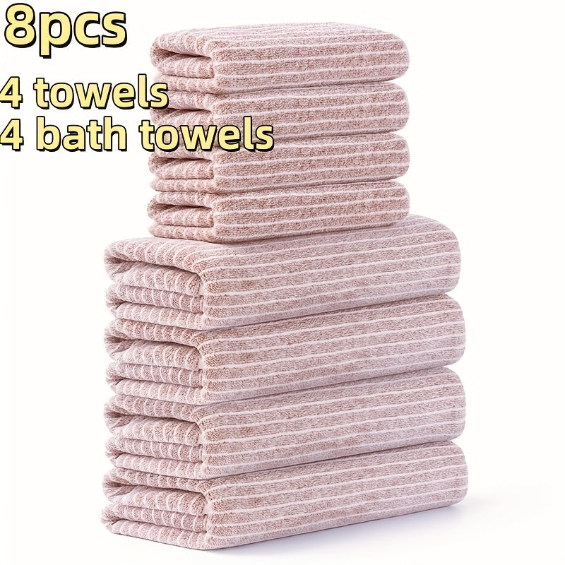 Camping Towels Set 8pcs Towel Set, 4 Towels 27 X 55 Inches, 4 Towels 13.7 X 29.5 Inches Quick-Drying, Microfiber Material Absorbent And Lightweight, Camping Towels Bathroom Set