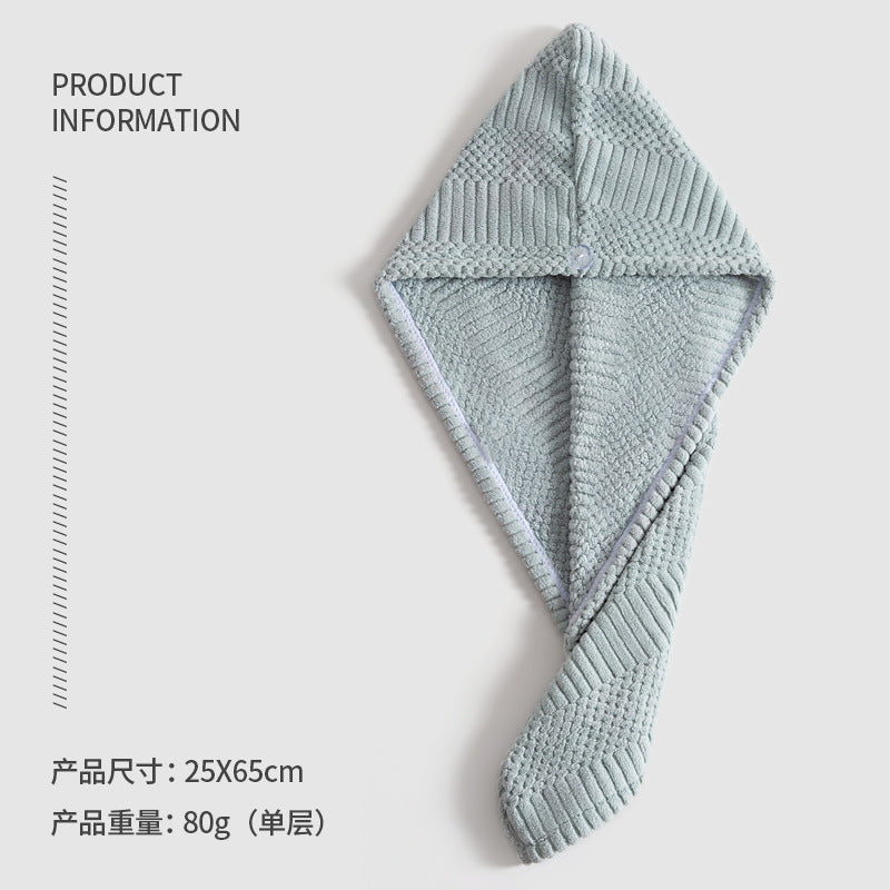 2026 New Auspicious Grid Water-Absorbing Dry Hair Cap | Fabric, Quick Drying, Curl Enhancing, Ideal for Household Use, Does Not Harm Hair