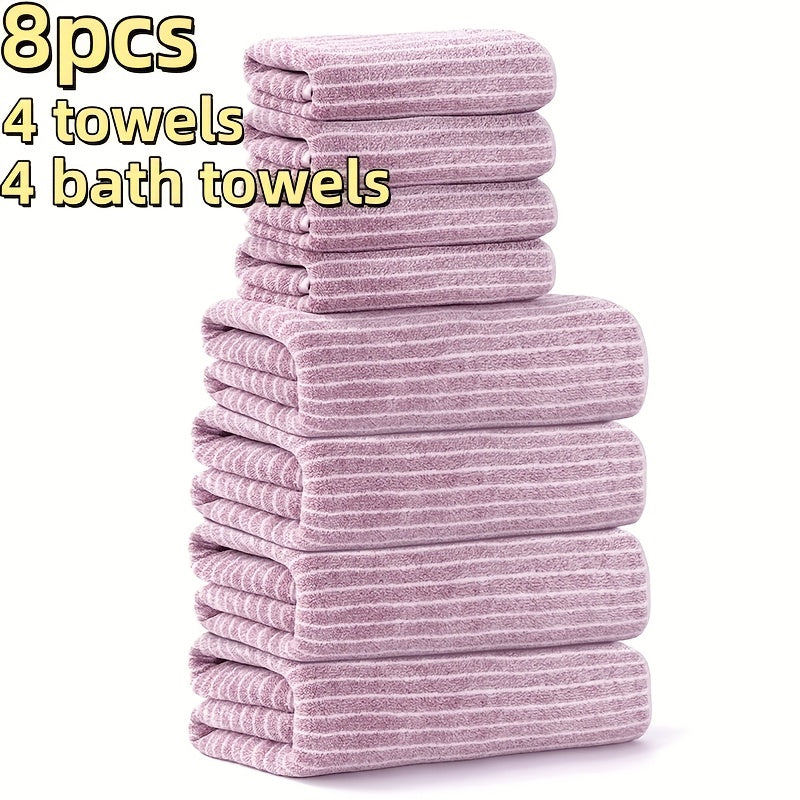 Camping Towels Set 8pcs Towel Set, 4 Towels 27 X 55 Inches, 4 Towels 13.7 X 29.5 Inches Quick-Drying, Microfiber Material Absorbent And Lightweight, Camping Towels Bathroom Set