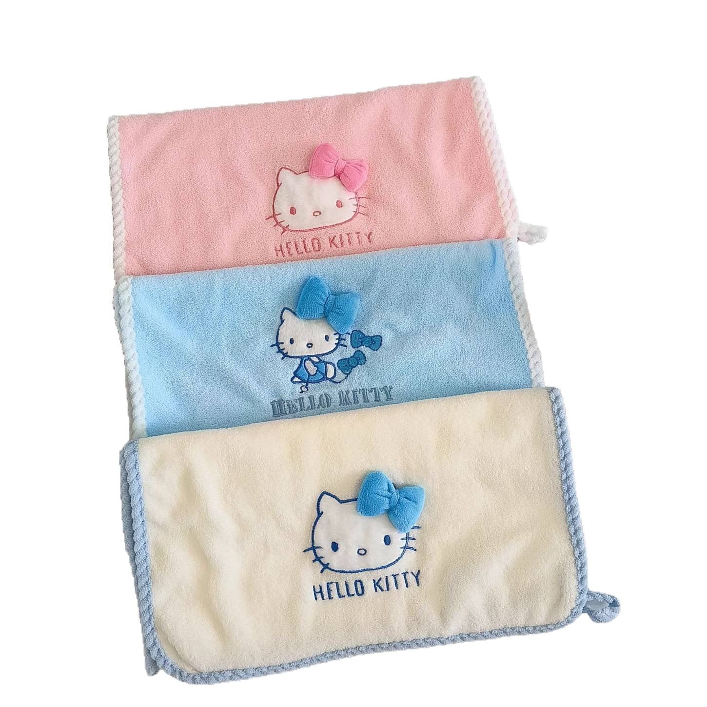 3pcs Sanrio Hello Kitty Bath Towel | Quick-Dry Thick Coral Towels with Hello Kitty Design, Cute Cartoon Theme, Contemporary Style, Fabric, 380 g\u002Fm², Suitable for Women and Adults, Wash Cloths